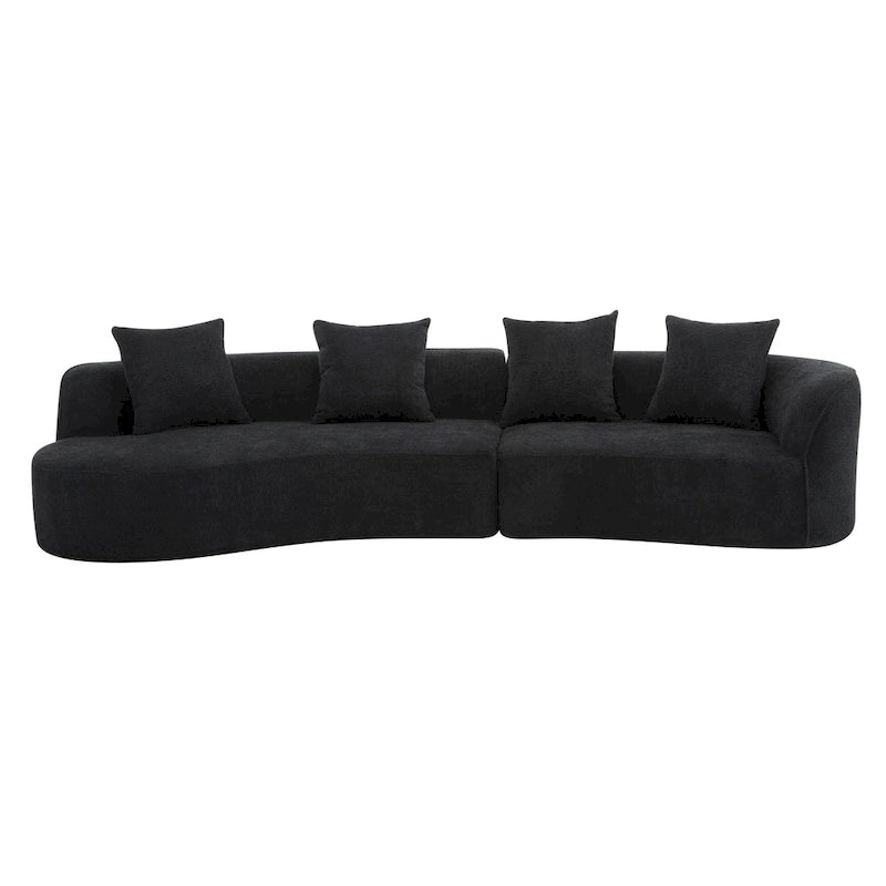 Beige Curved Sectional Sofa - 5 Seater