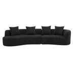 Beige Curved Sectional Sofa - 5 Seater