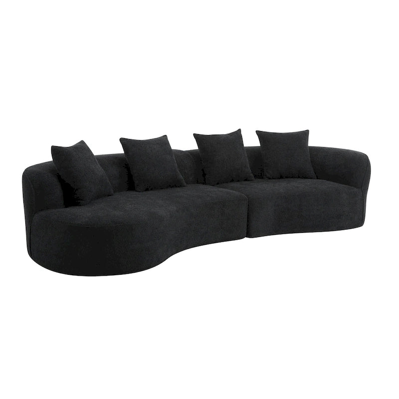 Beige Curved Sectional Sofa - 5 Seater