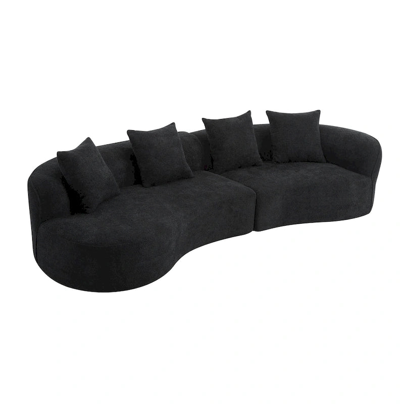 Beige Curved Sectional Sofa - 5 Seater