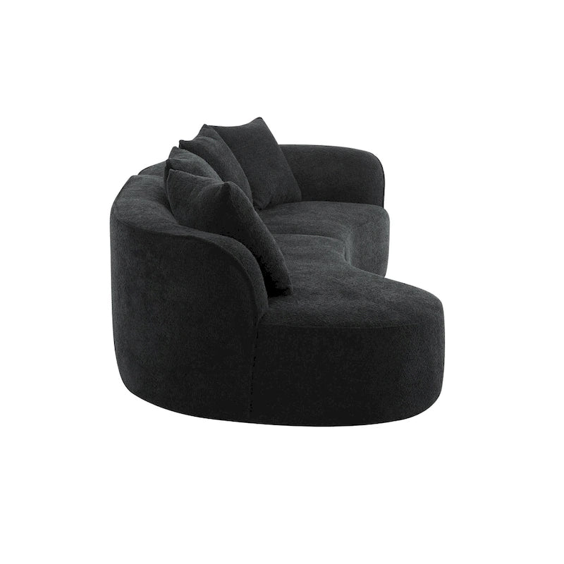 Beige Curved Sectional Sofa - 5 Seater