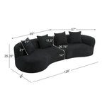 Beige Curved Sectional Sofa - 5 Seater