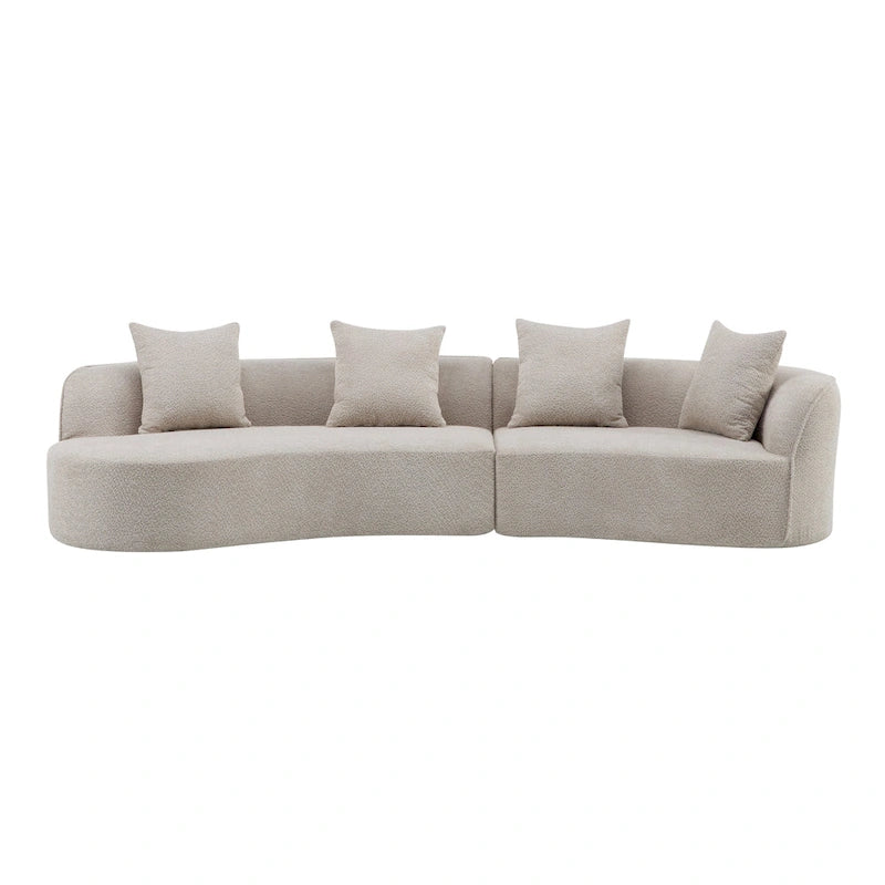Beige Curved Sectional Sofa - 5 Seater