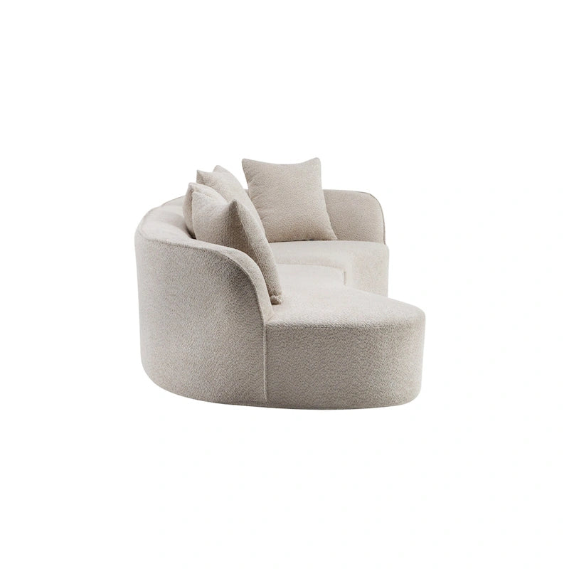 Beige Curved Sectional Sofa - 5 Seater