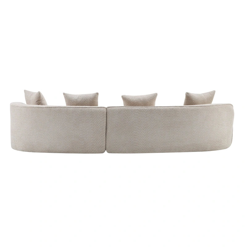 Beige Curved Sectional Sofa - 5 Seater