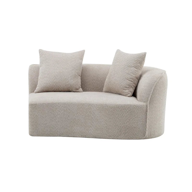 Beige Curved Sectional Sofa - 5 Seater