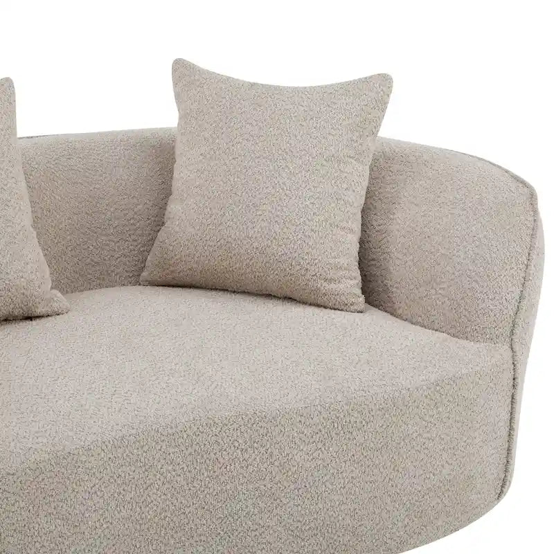 Beige Curved Sectional Sofa - 5 Seater