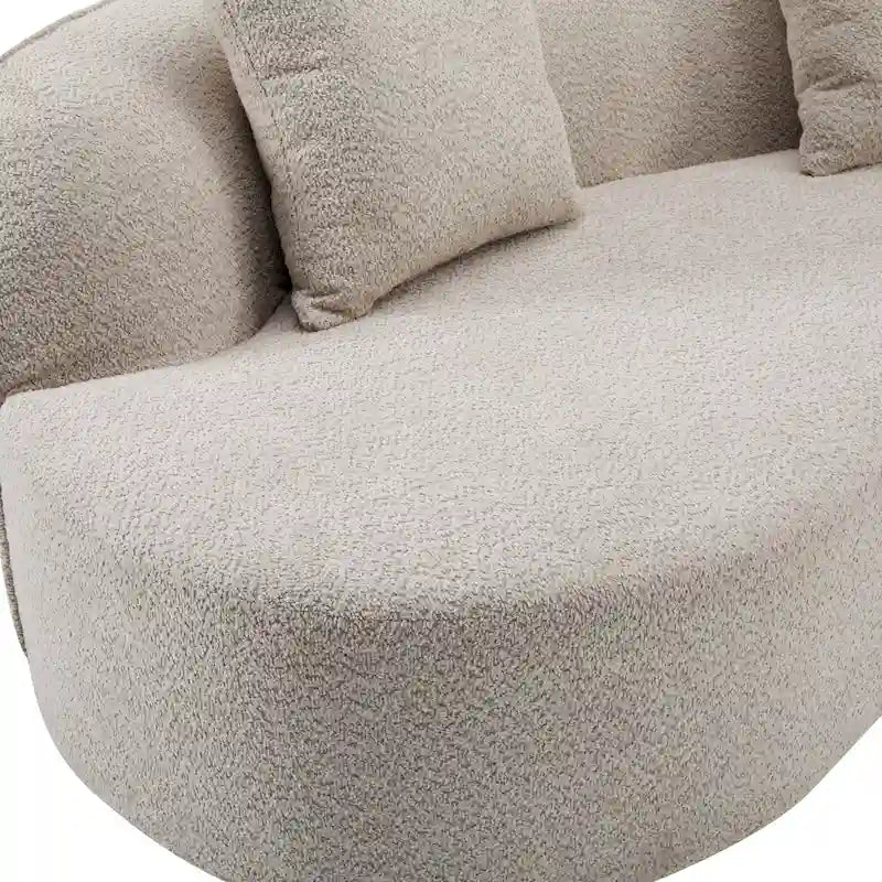 Beige Curved Sectional Sofa - 5 Seater