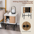 Gymax Set of 2 Nightstand Compact Modern End Side Table w/ Sliding
