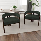 Modern Accent Chair Upholstered Armchair with Open Back 3 Legs Barrel Dining Chair Comfy Side Chair for Living Room Set of 2