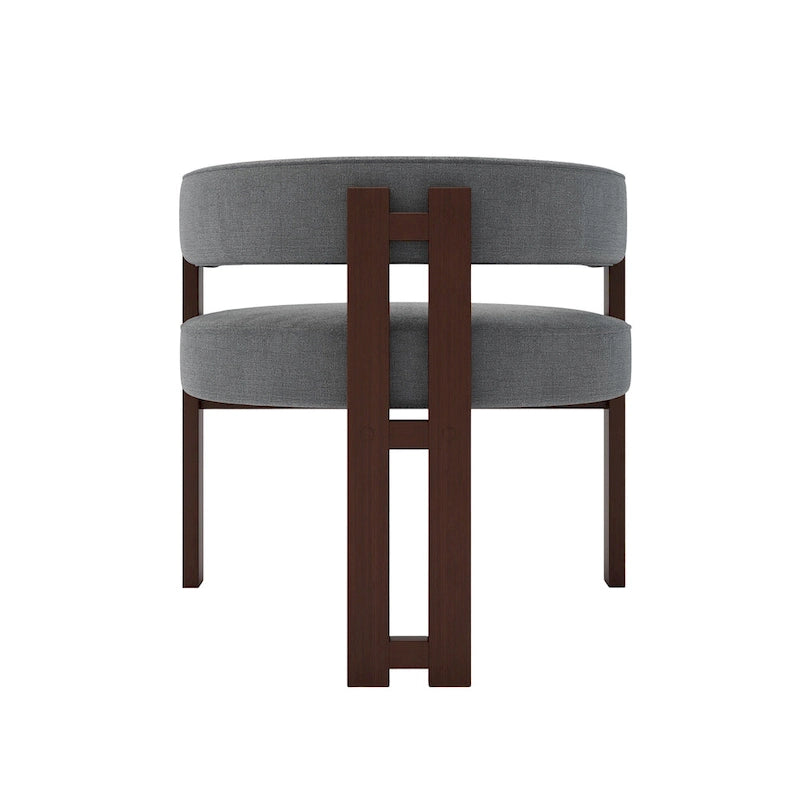 Modern Accent Chair Upholstered Armchair with Open Back 3 Legs Barrel Dining Chair Comfy Side Chair for Living Room Set of 2