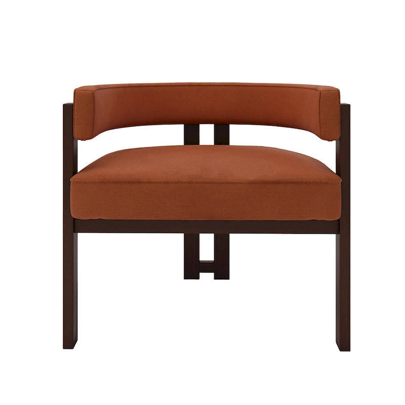 Modern Accent Chair Upholstered Armchair with Open Back 3 Legs Barrel Dining Chair Comfy Side Chair for Living Room Set of 2