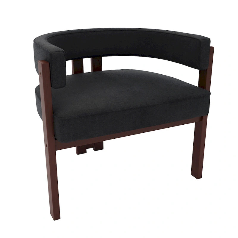 Modern Accent Chair Upholstered Armchair with Open Back 3 Legs Barrel Dining Chair Comfy Side Chair for Living Room Set of 2