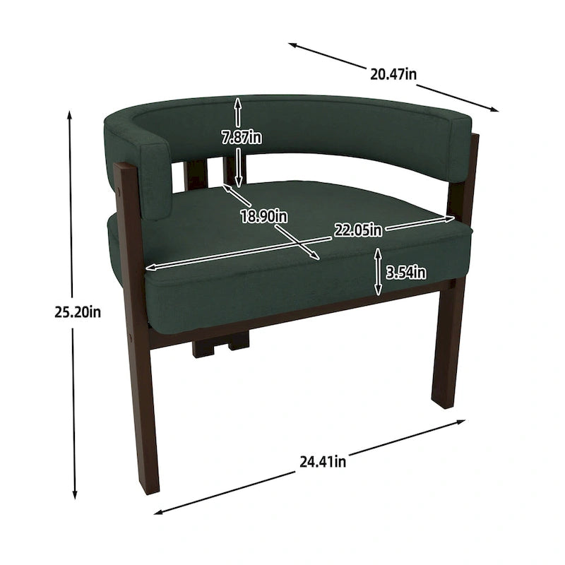 Modern Accent Chair Upholstered Armchair with Open Back 3 Legs Barrel Dining Chair Comfy Side Chair for Living Room Set of 2