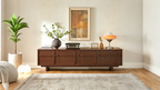Natural Wood TV Stand with 4 Cabinets - 78.74 inch