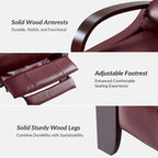 Alex Mid-century Modern Cigar Genuine Leather Manual Recliner with Wooden Curved Arms