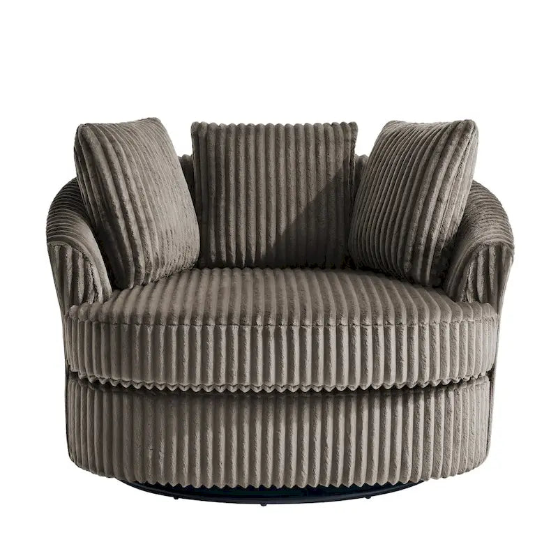 DREAMSIDEA 2 Set Recessed Arm Slipcovered Swivel Barrel Chair