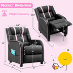 Gymax Kids Recliner Chair Ergonomic Leather Sofa Armchair w/Footrest