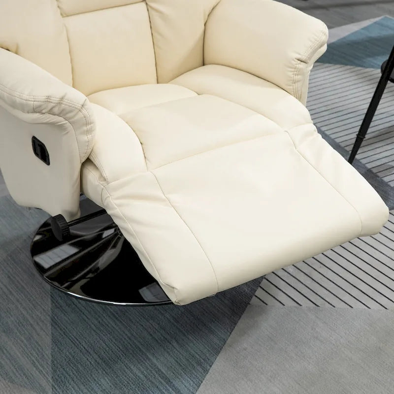 HOMCOM Manual Recliner Chair for Adults, Adjustable Swivel Recliner with Footrest, Padded Arms