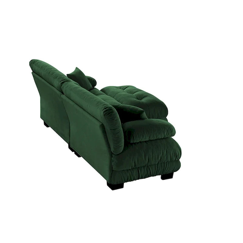 L Shaped Loveseat Sofa Chenille Sectional Couch with Lumbar Pillows