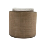 Swivel Barrel Chair, Comfy Round Accent Chair, 360 Degree Swivel Barrel Club Chair, Leisure Arm Chair with Rattan Woven Frame