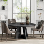47 Inch Round Dining Table for 4, Wood Farmhouse Dinner Dinning Table for Kitchen Dining Living Room