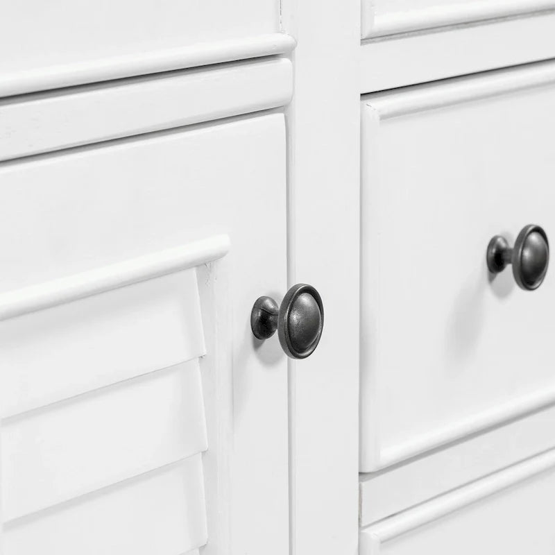 Bathroom Vanity with Ceramic Basin, Two Cabinets and Five Drawers