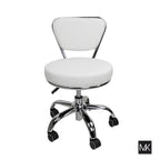 Dayton Short Stool Adjustable 13 to 15 Low Rolling Chair with Backrest, White - N/A