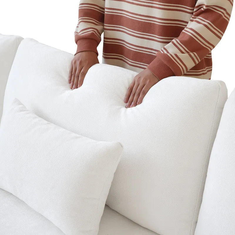 Large Linen Corner Sectional Sofa Couch for Living Room Set