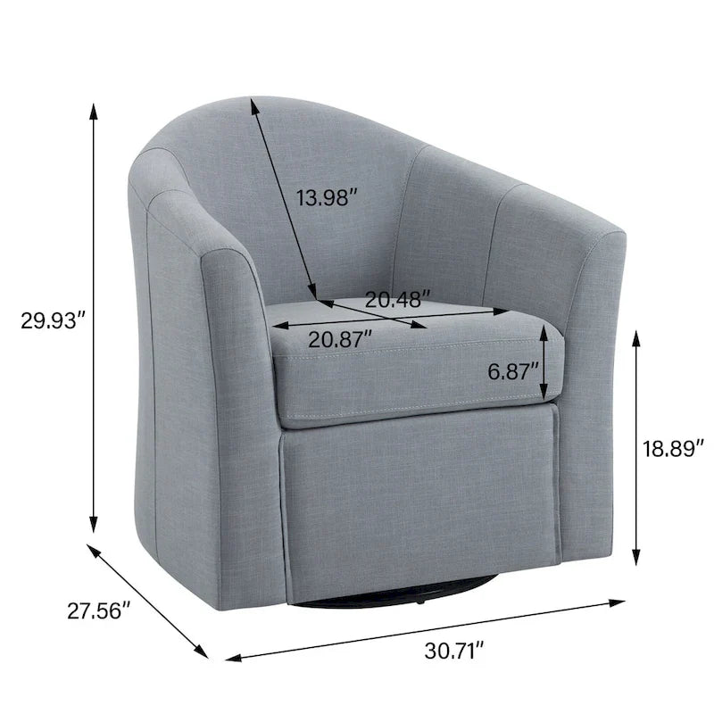 Set of 2 Modern Upholstered Swivel Barrel Chair Living Room Accent Chair