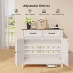 Kitchen Sideboard Buffet Storage Cabinet with 2 Drawers, Coffee Bar Cabinet ,Wood Entryway Cabinet with Double Door Cupboard