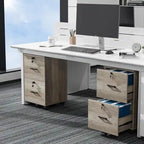 2-Drawer Rolling Wood File Cabinet with Lock