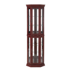Corner Curio Cabinet with Lights, Adjustable Tempered Glass Shelves, Mirrored Back, Display Cabinet