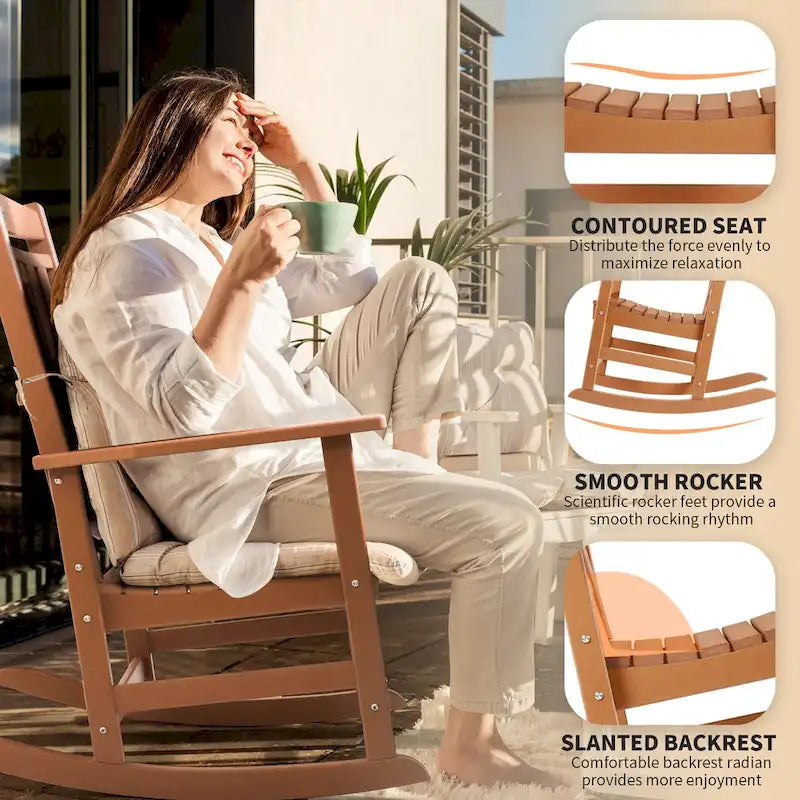 Vrakae All Weather Outdoor High Back Rocking Chair Set of 2