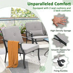 Gymax 2PCS Metal Chairs Outdoor Dining Seat Heavy Duty w/ Cushions