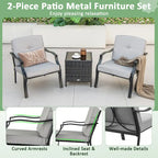 Gymax 2PCS Metal Chairs Outdoor Dining Seat Heavy Duty w/ Cushions