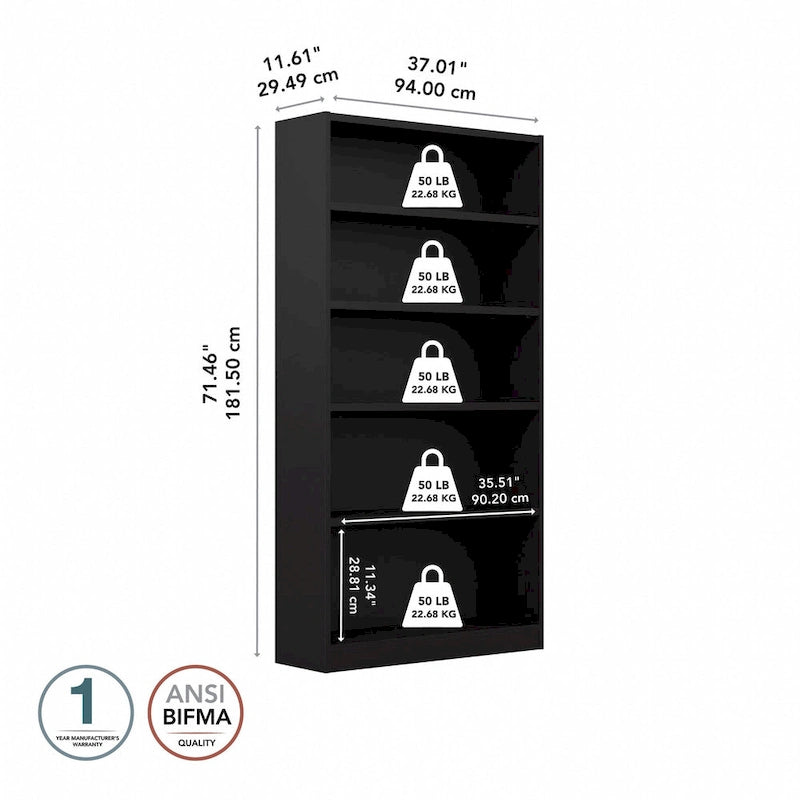 Universal Tall 5 Shelf Bookcase Storage by Bush Furniture