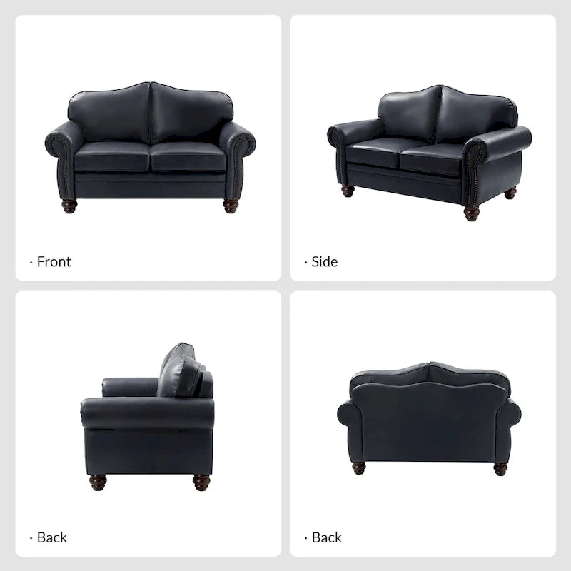Angel Transitional Genuine Leather Sofa With Tufted Back by HULALA HOME