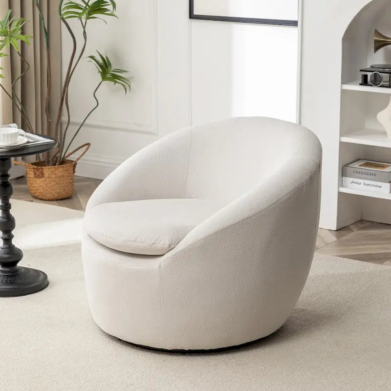 Swivel Barrel Chair - 360掳 Rotation - Boucle Fabric