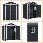6 ft x 4 ft/6 ft x 8 ft/8 ft x 6 ft/8 ft x 10 ft All-Weather Resin Outdoor Plastic Storage Shed w/Floor, Spire Tool Shed