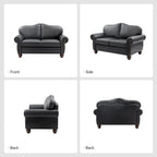 Angel Transitional Genuine Leather Sofa With Tufted Back by HULALA HOME