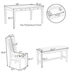 6-Piece Wooden Dining Table Set with 4 Chairs & Bench, Table with Drawer