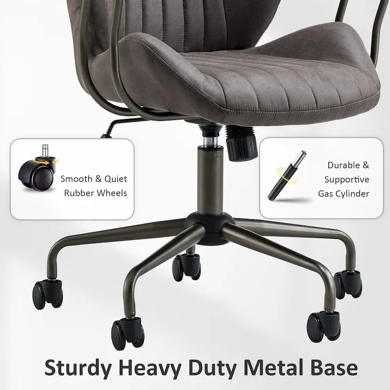 OVIOS Suede Fabric Ergonomic Office Chair Desk Chair Lumbar Support