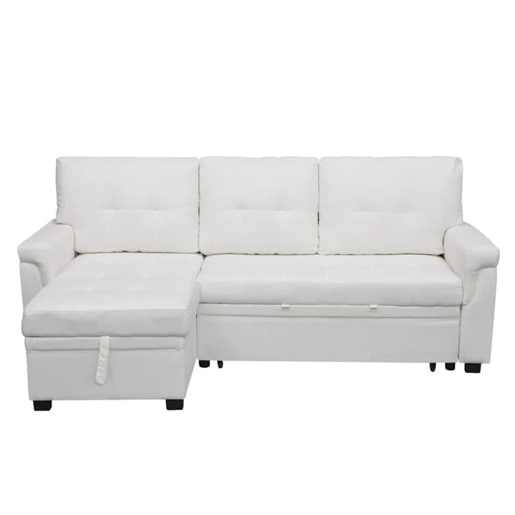 Convertible Reversible Sectional Sofa with Pull-Out Sleeper Bed, Hidden Storage Chaise, and Durable Legs