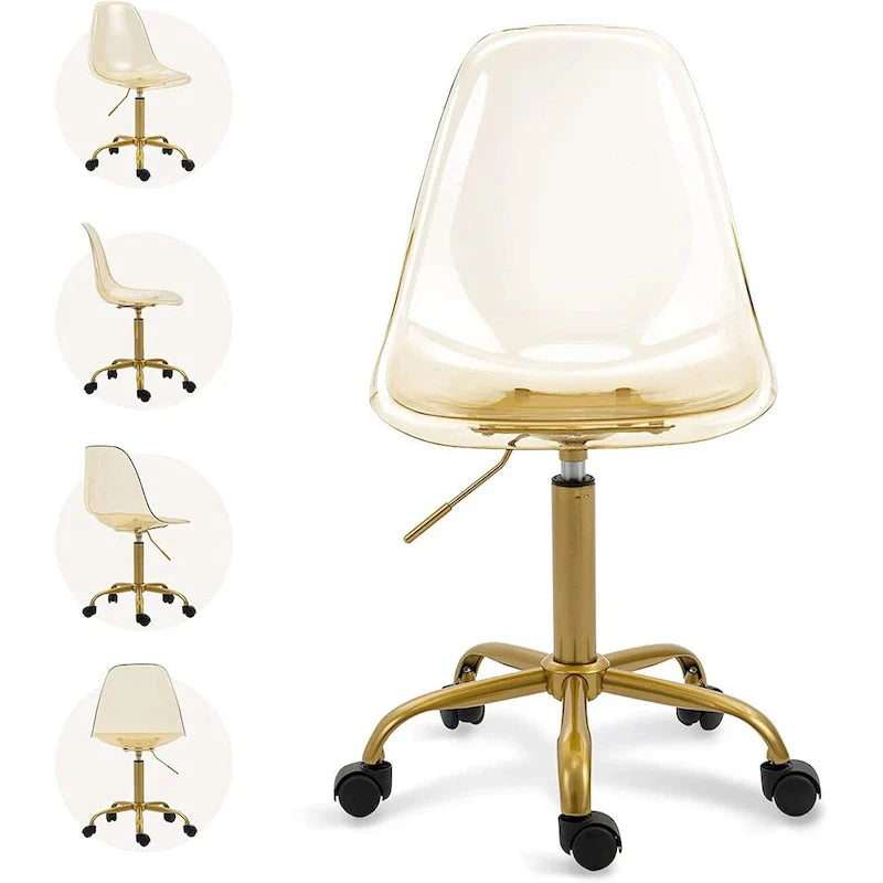 Acrylic Swivel adjustable height Armless Home office Rolling Chair