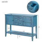 Retro Style Buffet Sideboard Wood Console Table with Bottom Shelf, Easy Assemble, for Living Room, Kitchen, Entryway