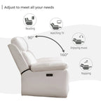 Power Reclining Sofa with Wireless Charger,Reading Light,LED Light for Living Room,Faux Leather,AC/USB Port,Cup Holder,Black