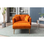 Velvet Upholstered Tufted Living Room Sleeper Sofa Chair With Rose Golden feet
