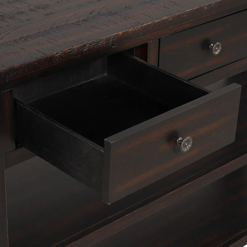 Wood Console Table with 3 Storage Drawers and 2 Shelves