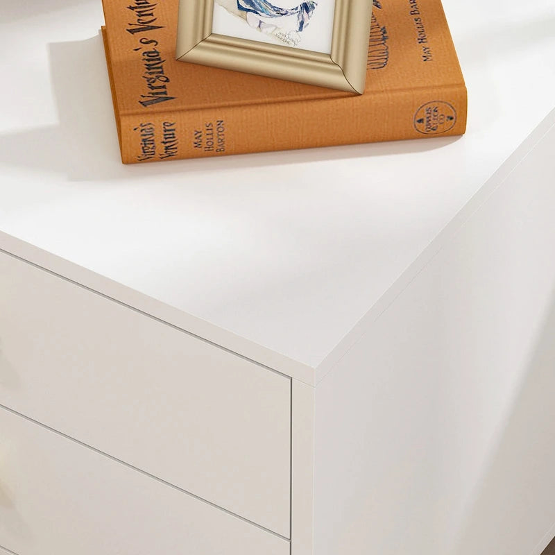 White Nightstands Bedside Table End Table Gold Metal Legs1 Pcs